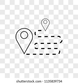 Route vector icon on transparent background, Route icon