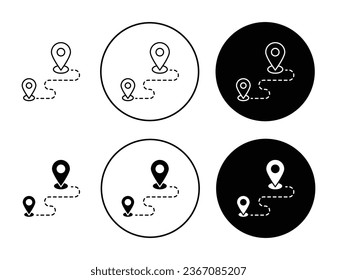 Icono de vector de ruta establecido en color negro. Adecuado para aplicaciones y diseños de interfaz de usuario de sitios web