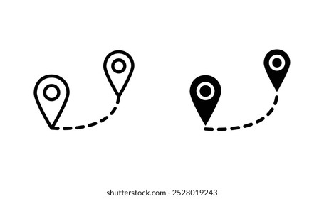 Route vector icon set in black and white color.