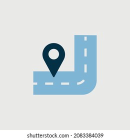 route vector icon travel path with location pin