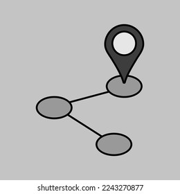 Route vector isolated grayscale icon. Navigation sign. Graph symbol for travel and tourism web site and apps design, logo, app, UI