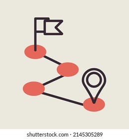 Route vector isolated icon. Navigation sign. Graph symbol for travel and tourism web site and apps design, logo, app, UI