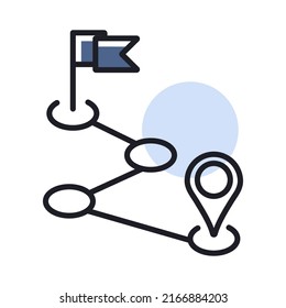 Route vector isolated icon. Navigation sign. Graph symbol for travel and tourism web site and apps design, logo, app, UI