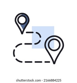 Route vector isolated icon. Navigation sign. Graph symbol for travel and tourism web site and apps design, logo, app, UI
