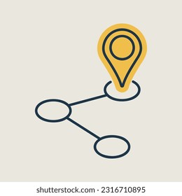 Route vector isolated icon. Navigation sign. Graph symbol for travel and tourism web site and apps design, logo, app, UI