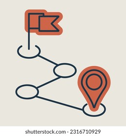Route vector isolated icon. Navigation sign. Graph symbol for travel and tourism web site and apps design, logo, app, UI