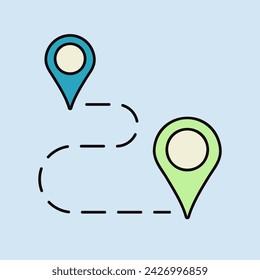 Route vector isolated icon. Navigation sign. Graph symbol for travel and tourism web site and apps design, logo, app, UI
