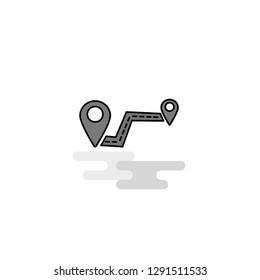 Route Web Icon. Flat Line Filled Gray Icon Vector