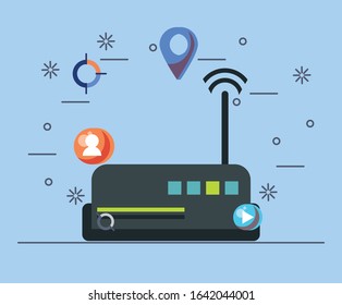 route with wifi connection signal vector illustration design