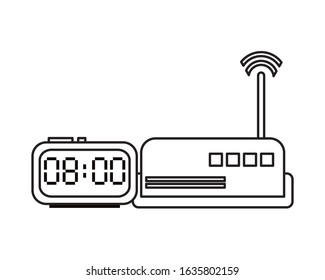 route wifi with digital watch devices technology vector illustration design