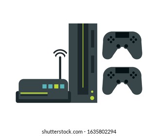route wifi with video game console devices technology vector illustration design