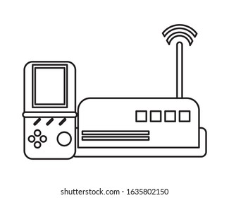 route wifi with video game devices technology vector illustration design