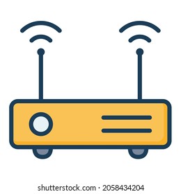 punto de acceso de enrutador módem inalámbrico único icono aislado con estilo de línea relleno