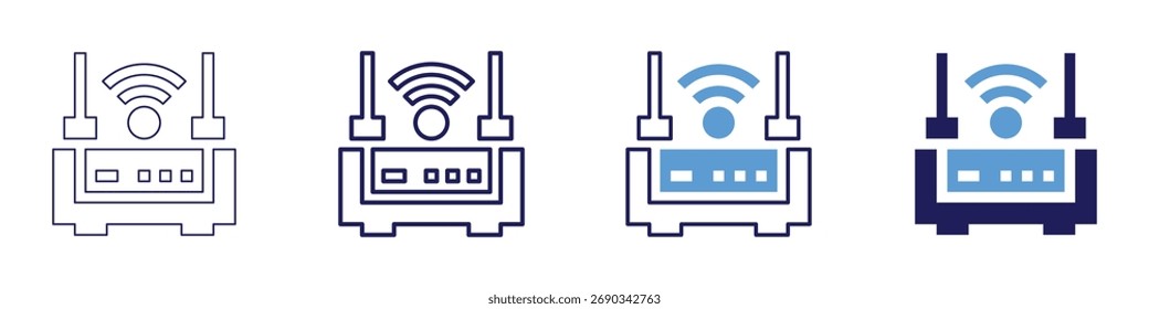 Router alert icon in 4 different styles. Thin Line, Line, Bold Line, Duotone. Duotone style. Editable stroke.