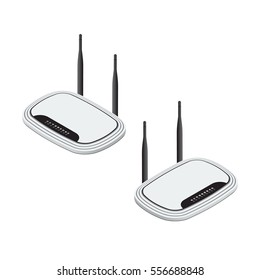 Router with the antenna Isometric Vector Illustration Created For Mobile, Web, Decor, Print Products, Application on white background