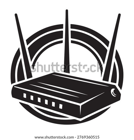 Router with antennas and circle design wireless internet technology symbol networking device icon internet connectivity router