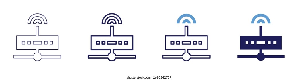 Router backup icon in 4 different styles. Thin Line, Line, Bold Line, Duotone. Duotone style. Editable stroke.