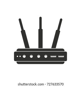Router black simple silhouette icon vector illustration for design and web isolated on white background. Router Wi Fi vector object for label web and advertising