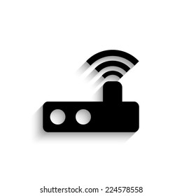 Router - black vector icon with shadow