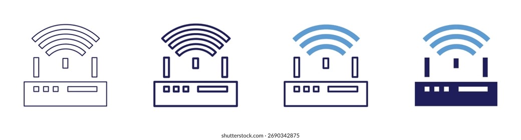 Router bridge icon in 4 different styles. Thin Line, Line, Bold Line, Duotone. Duotone style. Editable stroke.