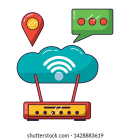router cloud computing chat location wifi free connection vector illustration