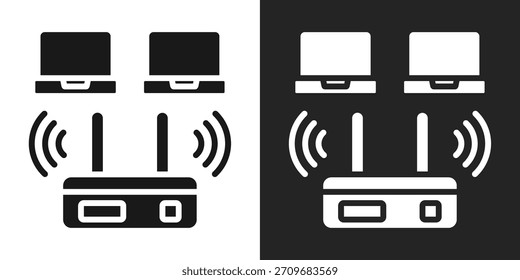Icono De Conexión Del Router En Estilo Glifo Blanco Y Negro