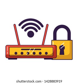 router device secuirty wifi free connection vector illustration