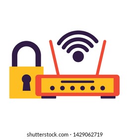 router device secuirty wifi free connection vector illustration