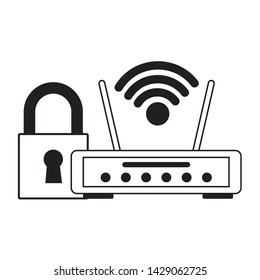 router device secuirty wifi free connection vector illustration