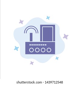Router, Device, Signal, Wifi, Radio Blue Icon on Abstract Cloud Background
