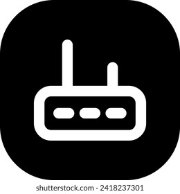 Router devices icon with black filled line outline style. router, network, technology, internet, digital, wireless, communication. Vector Illustration