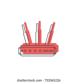 Router doodle icon vector illustration for design and web isolated on white background. Router Wi Fi vector object for label web and advertising