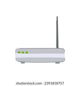 caricatura de módem de router dsl. comunicación inalámbrica, web wlan, señal de módem dsl de enrutador de banda ancha. ilustración vectorial de símbolo aislado