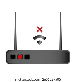 Ícone de erro do roteador. Símbolo de problema de rede. Sem vetor Wi-Fi. Falha na conexão do gráfico.
