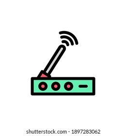 Icono de línea rellenada por enrutador. Internet de ilustración de vector de reflexión sobre fondo blanco