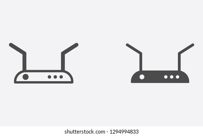 Router filled and outline vector icon sign symbol