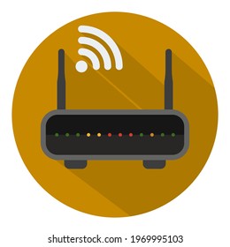 Router Flat Design Communications Icon with Side Shadow