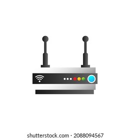 Router With Flat Icon Vector Illustration