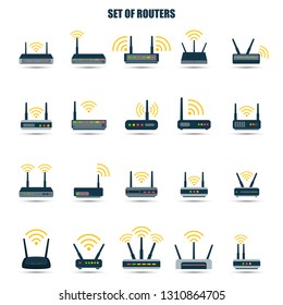 Router flat icon. Vector router. Router and signal symbol. Wi-Fi router