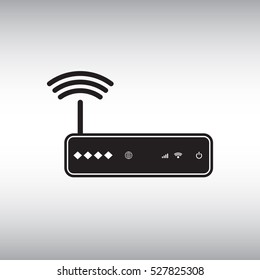 Router flat vector icon. Isolated router vector sign. Working Wi-fi router vector illustration. Wireless network symbol.