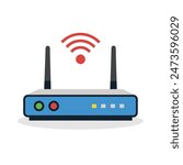 Router flat vector illustration on white background