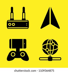 router, game controller, navigator and internet vector icon set. Sample icons set for web and graphic design