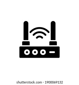 Router Glyph Icon. Internet Of Things Vector Illustration On White Background