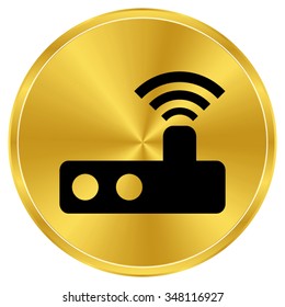 Router - gold vector icon