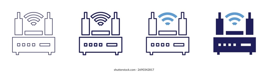 Router guest access icon in 4 different styles. Thin Line, Line, Bold Line, Duotone. Duotone style. Editable stroke.