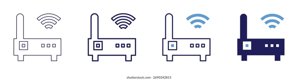 Router guest icon in 4 different styles. Thin Line, Line, Bold Line, Duotone. Duotone style. Editable stroke.