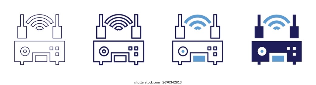 Router guest network icon in 4 different styles. Thin Line, Line, Bold Line, Duotone. Duotone style. Editable stroke.