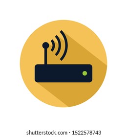 Router Hotspot Icon Vector Isolated On Yellow Circle. Wifi Router Icon For Web And Mobile Phone