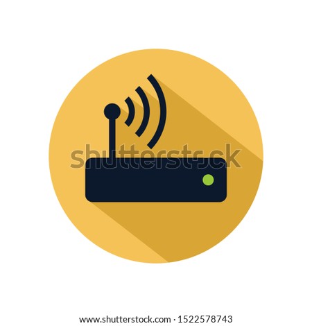 Router hotspot icon vector isolated on yellow circle. Wifi router icon for web and mobile phone