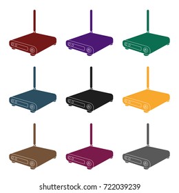 Router icon in black style isolated on white background. Personal computer accessories symbol stock vector illustration.